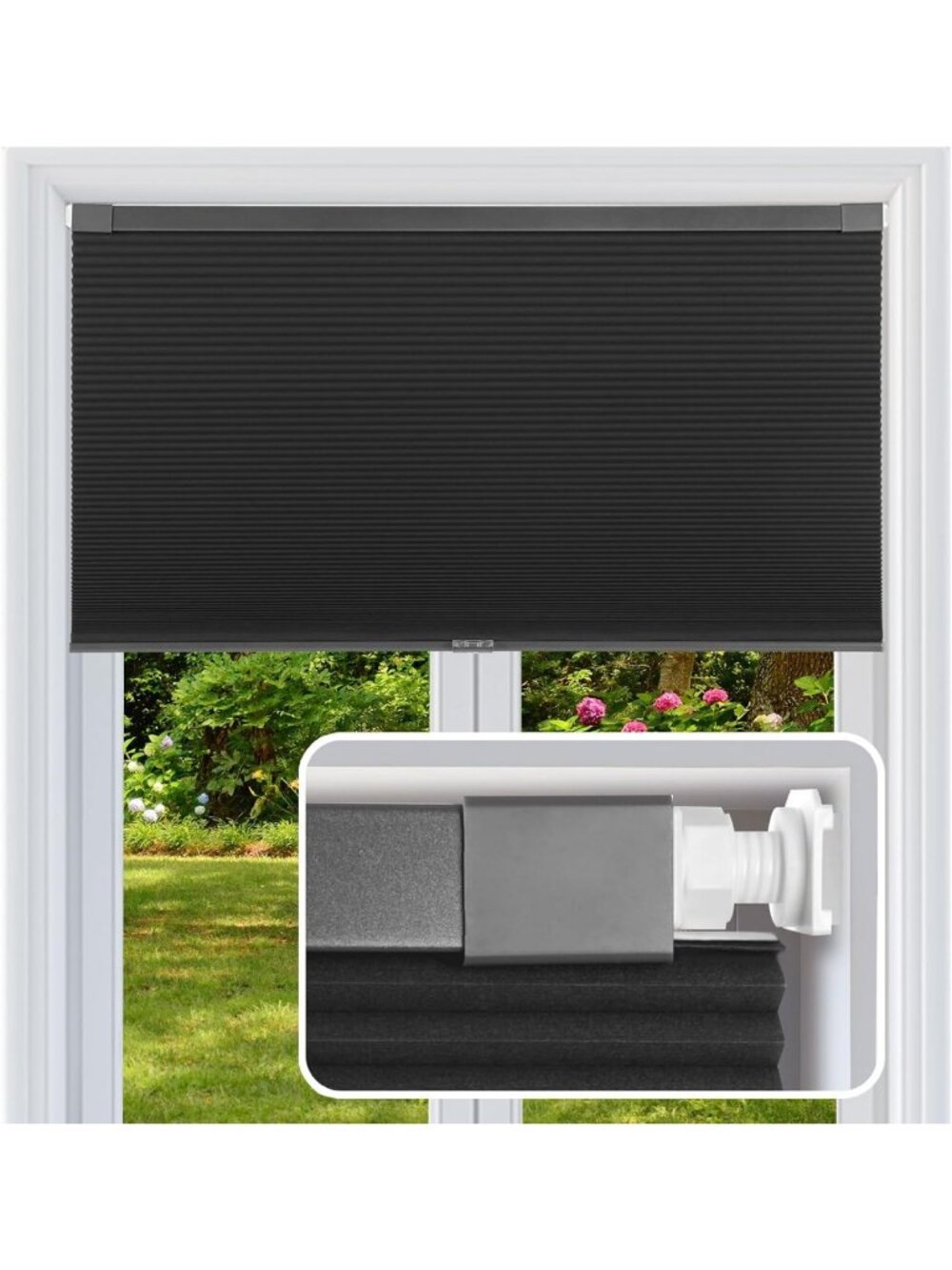 Cordless Blackout Honeycomb Cellular Shades - 21"x48" - Easy No-Drill Blinds
